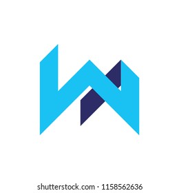 letter w simple geometric logo vector