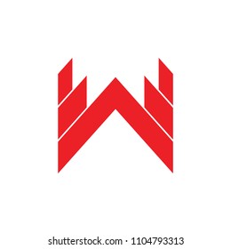 letter w simple geometric red design logo
