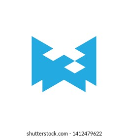 letter w simple geometric square pixel logo vector