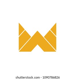 letter w simple stripes geometric design logo vector