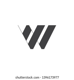 letter w simple stripes geometric logo vector