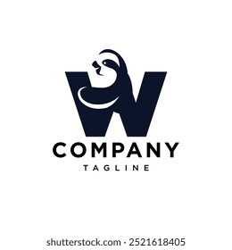 Letter W Sloth logo icon vector