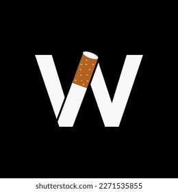 Letter W Smoke Logo Concept With Cigarette Icon. Tobacco Logo Vector