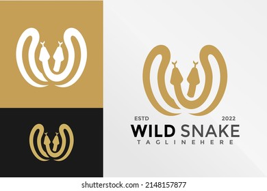 Letter W Snake Logo Design Vector illustration template