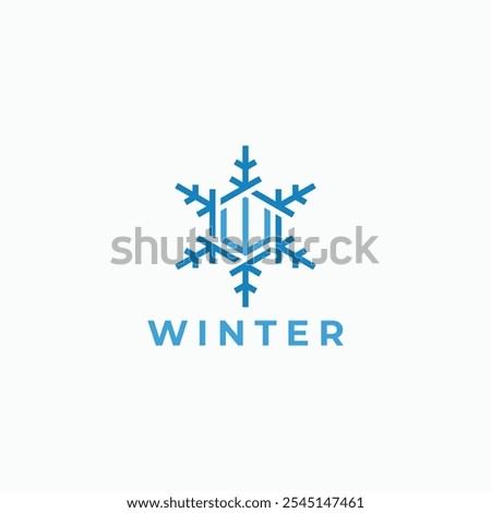 Letter W snowflakes logo with abstract geometric line art crystal symbol vector icon illustration
