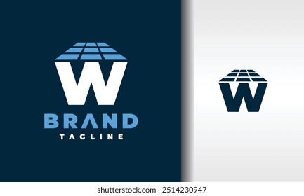 letter W solar panel logo