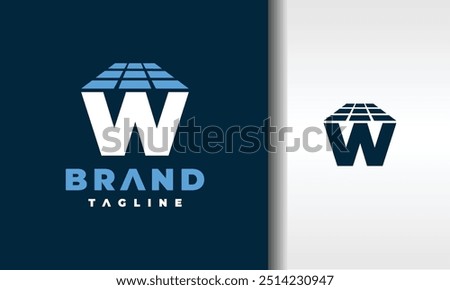letter W solar panel logo