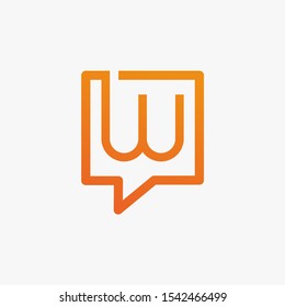 letter W with speech bubble line logo. talk logo vector modern illustration graphic abstract template. Chat concept Logo Template - VECTOR