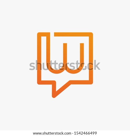 letter W with speech bubble line logo. talk logo vector modern illustration graphic abstract template. Chat concept Logo Template - VECTOR