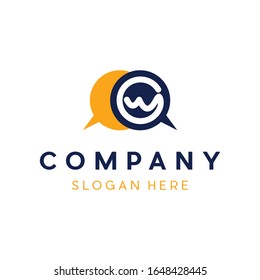 Letter W Speech Modern Technology Abstract Creative Business Logo
