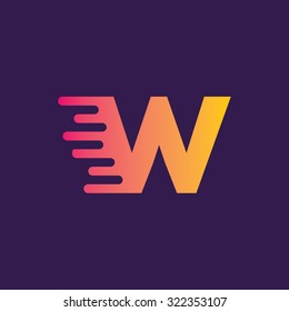 Letter W Speed Lines Vector