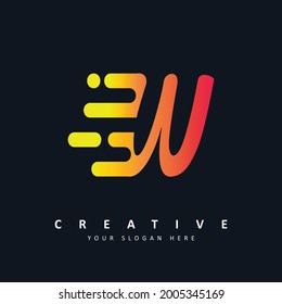 Letter W Speed Logo Design Vector Illustration