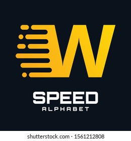 Letter W Speed Vector Logo Design. W letter font with Moving or Speed Design. Speed Icon.