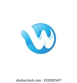 Letter W and Sphere Logo Icon