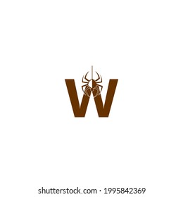 Letter W with spider icon logo design template vector