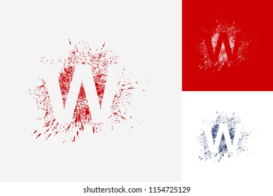 Letter W Splash Grunge Logo Template Design Vector, Emblem, Design Concept, Creative Symbol, Icon