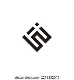 Letra i y w cuadrada, símbolo geométrico elegante vector de logotipo simple