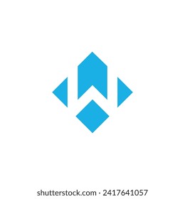 letter W square logo icon design vector template in blue color, sky blue, on white background
