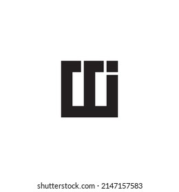 Letter W and i square simple symbol logo vector