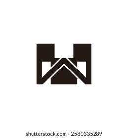 letter w squares linked geometric logo vector 