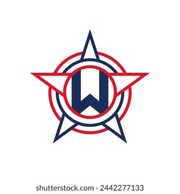Letra W Star Logo Design. Patriotic W Logo concept dentro de Star