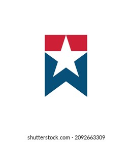 Letter W and Star Shape. Logo Design. Vector Illustration.