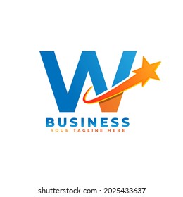 Letter W with Star Swoosh Logo Design. Suitable for Start up, Logistic, Business Logo Template