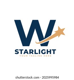 Letter W with Star Swoosh Logo Design. Suitable for Start up, Logistic, Business Logo Template