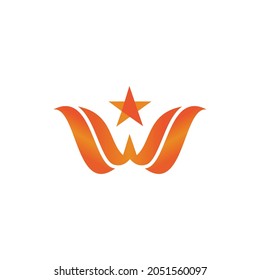 letter W star wing logo icon flat vector concept graphic design