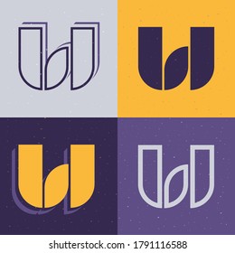 Letter W stencil logo set. Flat icons perfect to use in any military labels, sport logos, graffiti posters, construction identity, etc.