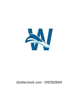 Letter W with stingray icon logo template illustration vector