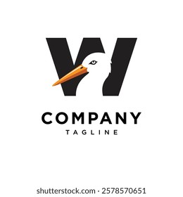 Letter W Stork Logo Icon Vector