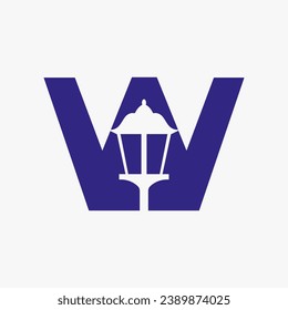 Letter W street light icon design template