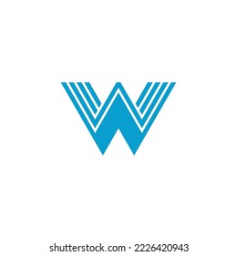 letter w stripes 3d geometric triangle logo vector 