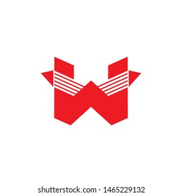letter w stripes geometric fast arrow logo vector