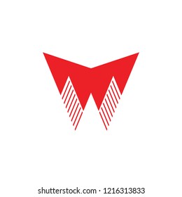 letter w stripes geometric logo 