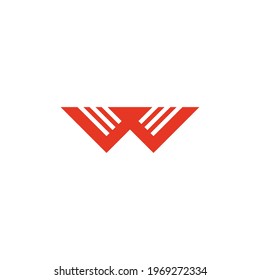 letter w stripes line simple geometric logo vector