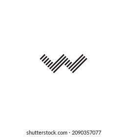 letter W stripes simple symbol logo vector