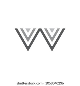 letter w stripes triangles design logo