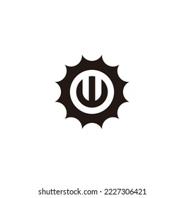 Letter W in sun, circle geometric symbol simple logo vector