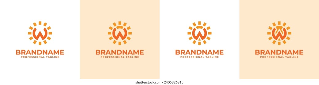 Letter W Sun Logo Set, suitable for business related to solar with W initial