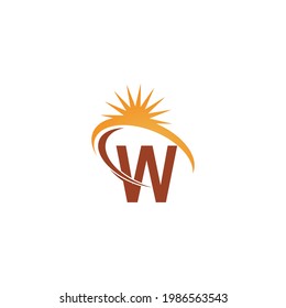 Letter W with sun ray icon logo design template illustration vector
