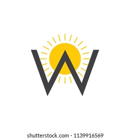 letter w sun simple design logo vector