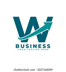 Letter W with Swoosh Arrow Up Logo Design. Creative Letter Mark Suitable for Company Brand Identity, Travel, Start up, Logistic, Business Chart or Graph Logo Template