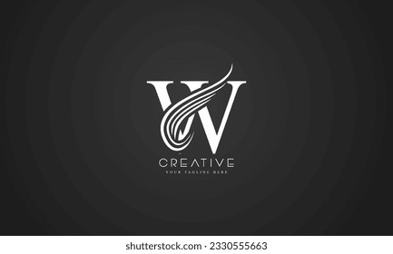 Letter W Swoosh Logo With Creative Curve lines Swoosh Icon Vector Illustration.