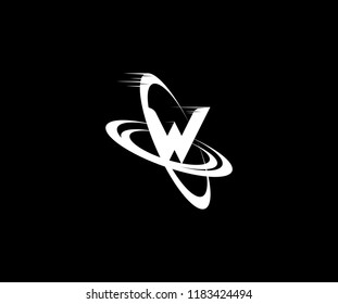 Letter W Swoosh Ring Orbit Dimension Logo Design