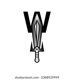 Letra W Ilustración vectorial del logotipo de arma de espada, ilustración vectorial abstracta, Daggers y Knifes, elemento de logotipo para plantilla.