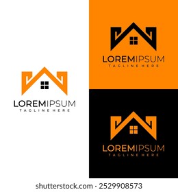 letter w at symbol home modern line art logo
