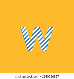 letter W, symbol with white and blue lines editable vector