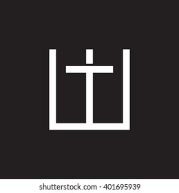 letter W and T monogram square shape logo white black background